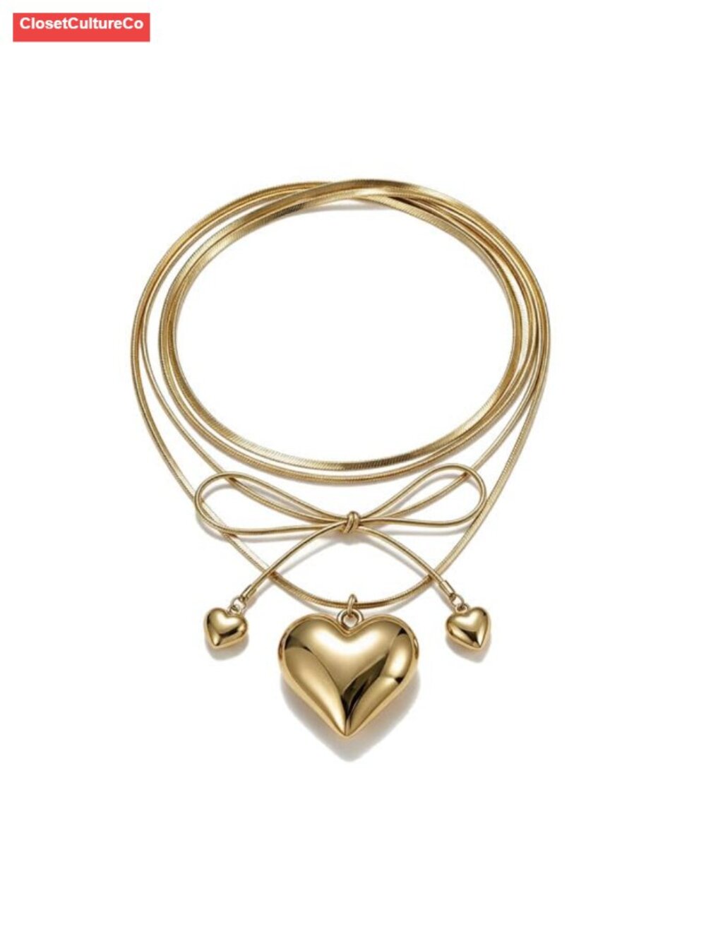 Chunky Heart Pendant Necklace Tie Wrap Adjustable Women Jewelry